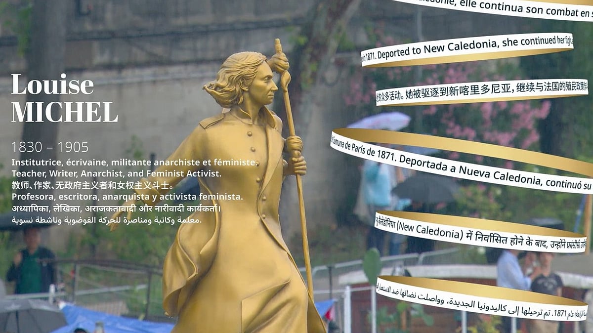Statue of Heroine of French History during the Paris Olympics 2024 Opening Ceremony on July 26, Friday on the River Seine.  - Screengrab from Paris Olympics 2024 Opening Ceremony 